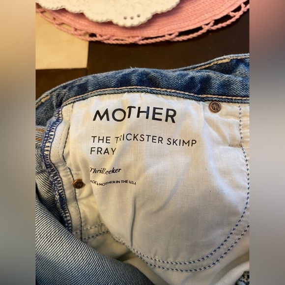 MOTHER Blue Cropped Distressed Jeans - Picture 5 of 16